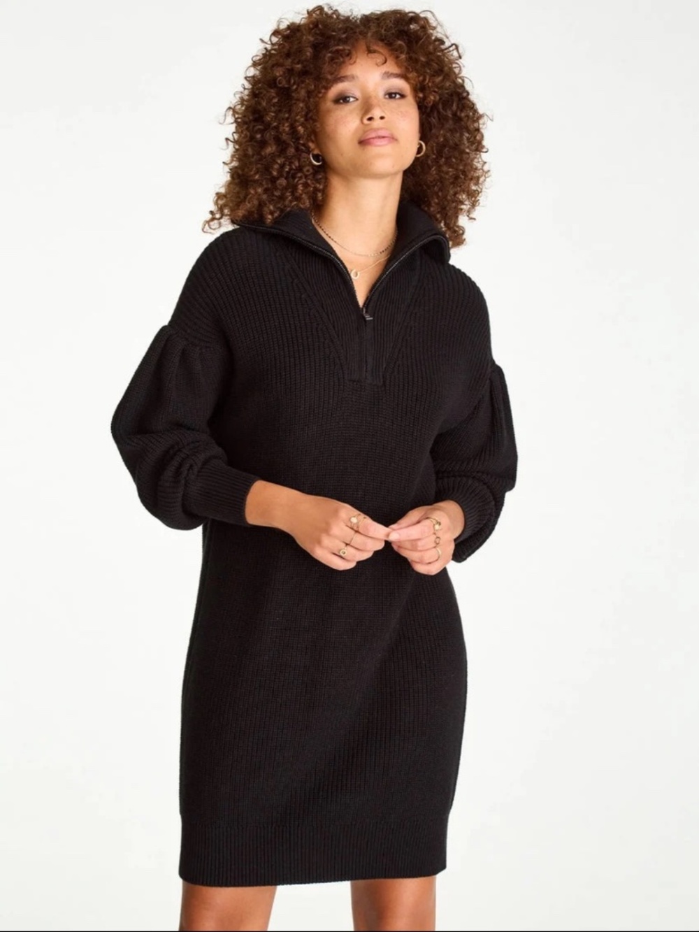 525 AMERICA 100% Cotton Ribbed Sweater Dress Women’s Large Black